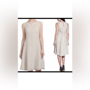 Cosmo Dress Womens Large Beige Natural Linen Made In Italy Minamilist Easy Care